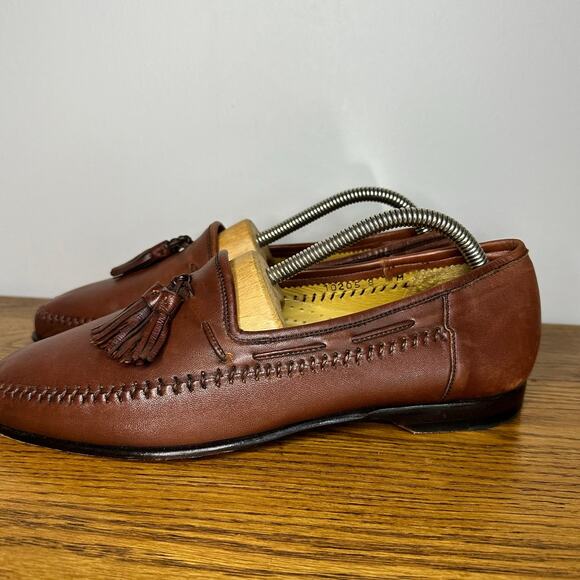Magnanni Mens Casual Dress Shoes Soft Brown Leather Tassel Loafers Size 8 M - Picture 3 of 7